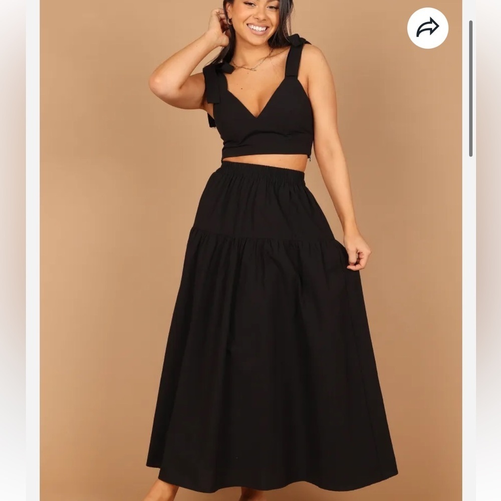 Frankie Tie Shoulder Two Piece Set - Black